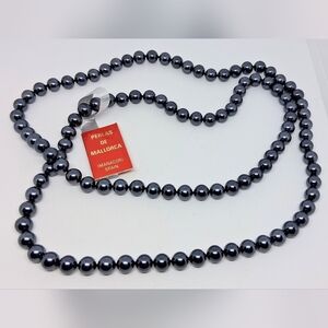 * Mallorca NWT Faux Black Pearl Necklace 17.5"